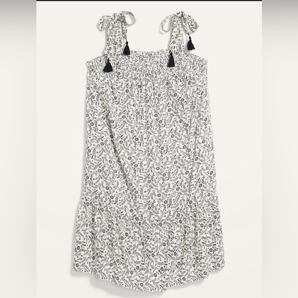 Old Navy Floral-Print‎ Tie-Strap Plus-Size Sleeveless Swing Dress M